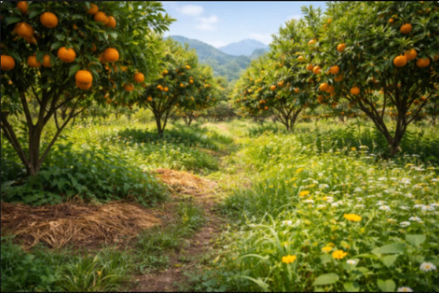 Vườn cam theo hướng hữu cơ