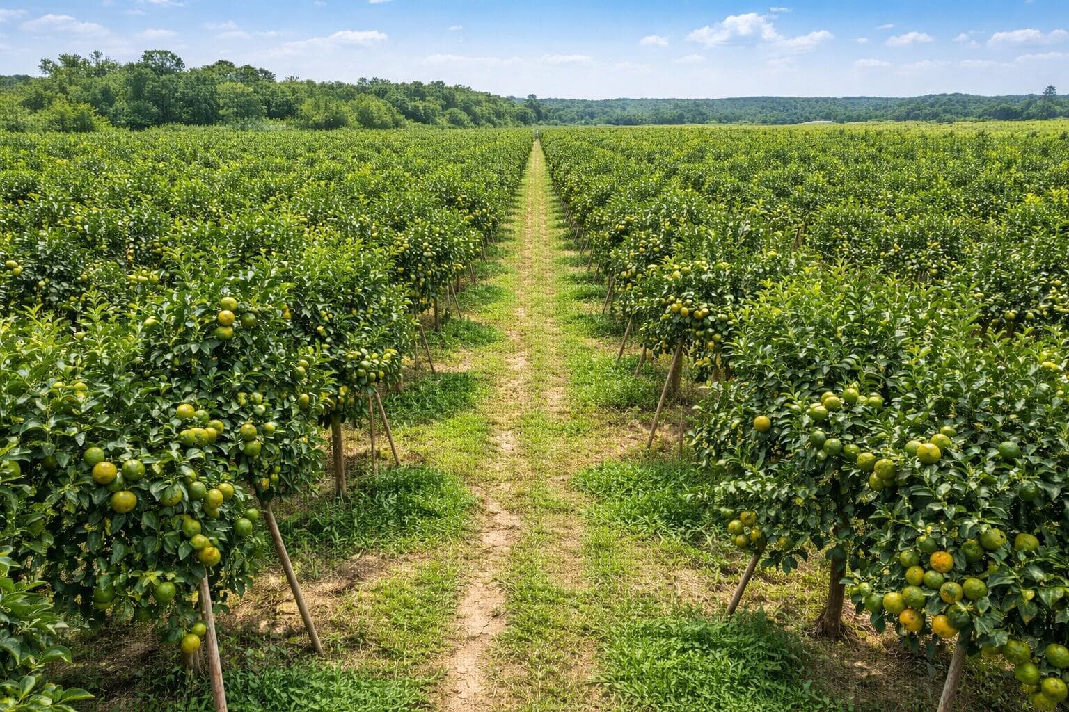 Vườn cam nhìn từ xa