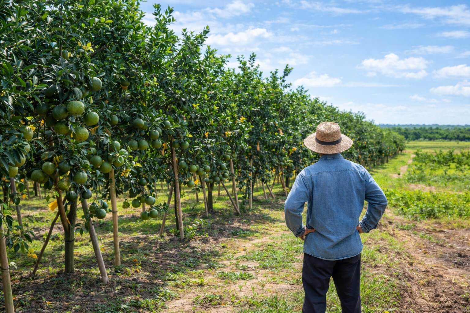 Buổi sáng kiểm tra vườn cam